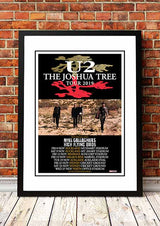 Framed A1 reproduction print of the U2 Joshua Tree 2019 Australian tour poster artwork on matte fine art paper