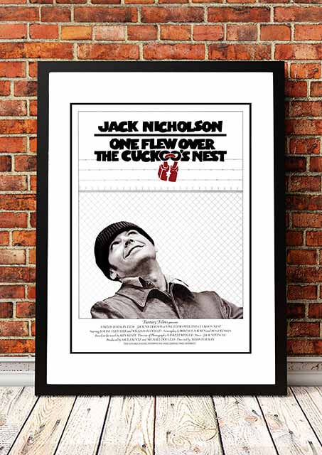 Framed A3 reproduction poster print of One Flew Over the Cuckoo's Nest film artwork as wall art