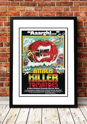 Attack of the Killer Tomatoes cult movie poster print framed in A2, camp B movie horror wall art