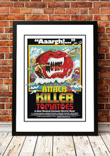 Attack of the Killer Tomatoes cult movie poster print framed in A3, camp B movie horror wall art