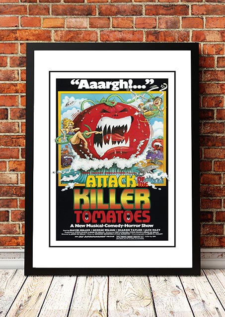 Attack of the Killer Tomatoes cult movie poster print framed in A3, camp B movie horror wall art
