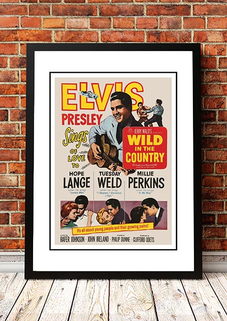 Framed A2 reproduction print of the Wild In The Country movie poster artwork featuring Elvis Presley