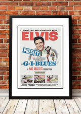 Framed A2 reproduction print of the Elvis G.I. Blues movie poster artwork, ready to hang wall art