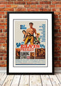 Framed A3 reproduction print of the Elvis Flaming Star Western movie poster artwork, ready to hang wall art