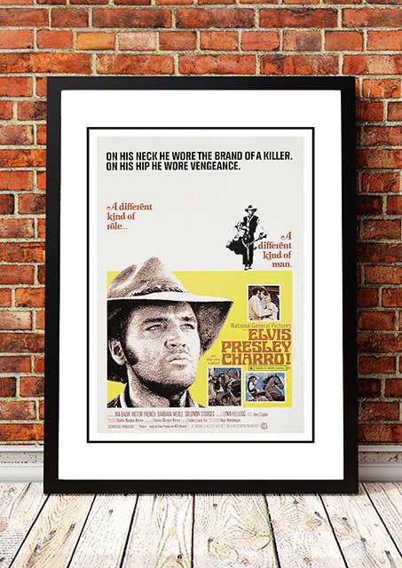 Elvis Charro western movie poster artwork reproduction print in an A3 frame