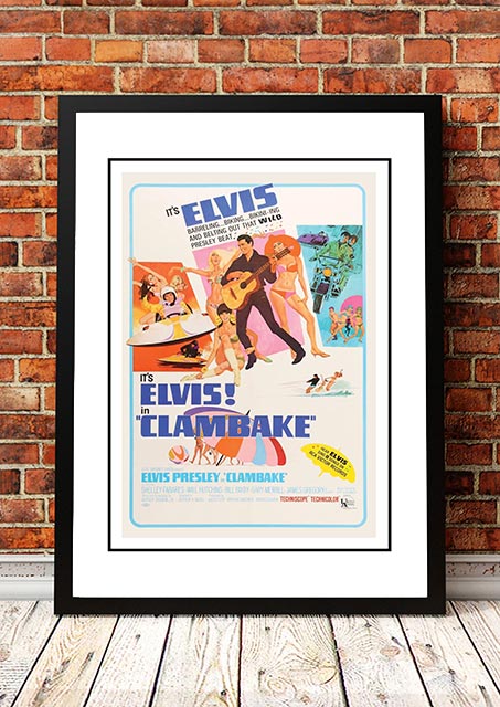 Elvis Clambake colourful beach movie poster artwork reproduction print in an A3 frame