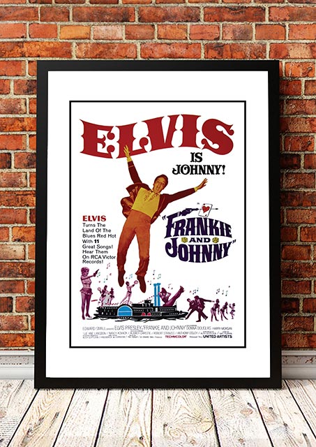 Framed A3 reproduction print of the Elvis Frankie and Johnny movie poster artwork, ready to hang wall art