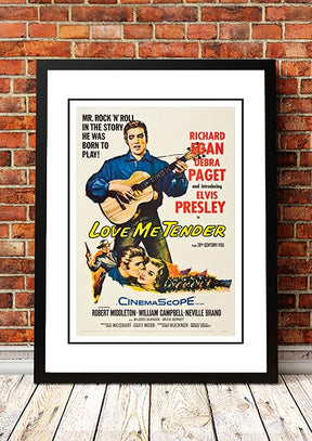 Framed A3 print of Elvis Presley Love Me Tender movie poster artwork