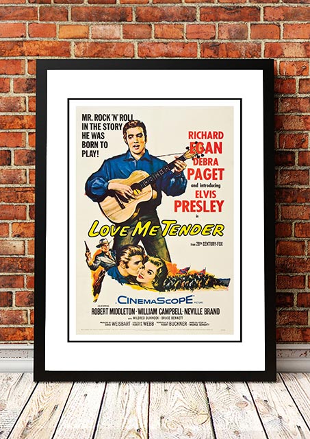 Framed A3 print of Elvis Presley Love Me Tender movie poster artwork