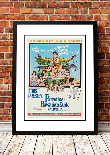 Framed A3 print of Elvis Presley Paradise, Hawaiian Style movie poster artwork