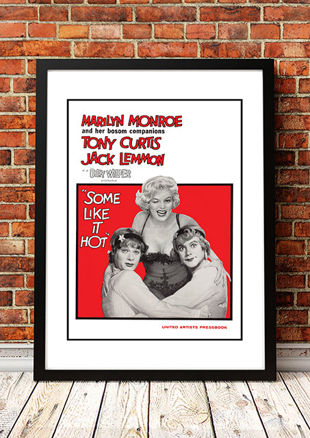 Framed A2 reproduction print of the vintage Some Like It Hot film poster with Marilyn Monroe
