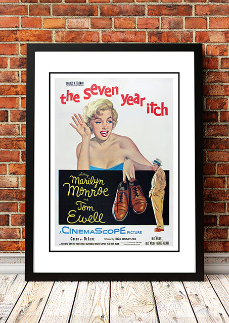 Framed A2 reproduction print of the vintage The Seven Year Itch film poster with Marilyn Monroe