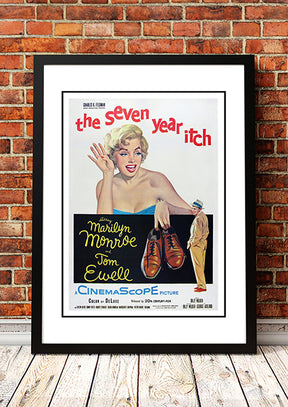 Framed A2 reproduction print of the vintage The Seven Year Itch film poster with Marilyn Monroe