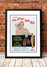 Framed A3 reproduction print of the vintage The Seven Year Itch film poster with Marilyn Monroe