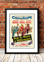 Framed A3 reproduction print of the How to Marry a Millionaire movie poster with Marilyn Monroe