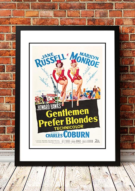 Framed A2 reproduction print of the Gentlemen Prefer Blondes movie poster with Marilyn Monroe