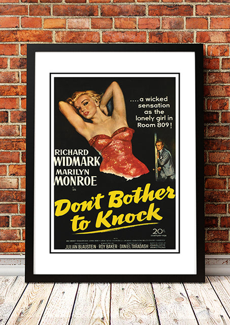 Framed A3 reproduction print of the Don't Bother to Knock movie poster with Marilyn Monroe