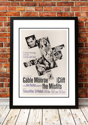 Framed A2 reproduction print of the vintage The Misfits film poster with Marilyn Monroe
