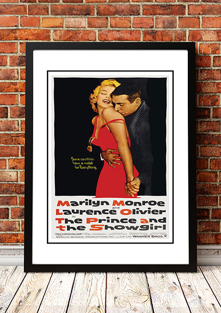 Framed A3 reproduction print of the vintage The Prince And The Showgirl film poster with Marilyn Monroe