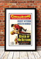 Framed A2 reproduction print of the vintage River Of No Return film poster with Marilyn Monroe