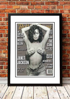 Framed A3 wall art print of the 1993 Rolling Stone magazine cover featuring Janet Jackson
