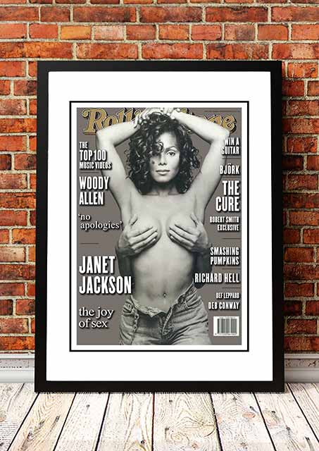 Framed A3 wall art print of the 1993 Rolling Stone magazine cover featuring Janet Jackson