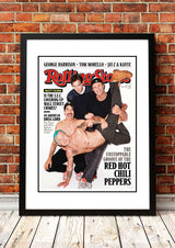 Framed A3 wall print reproducing the 2011 Red Hot Chili Peppers Rolling Stone magazine cover artwork