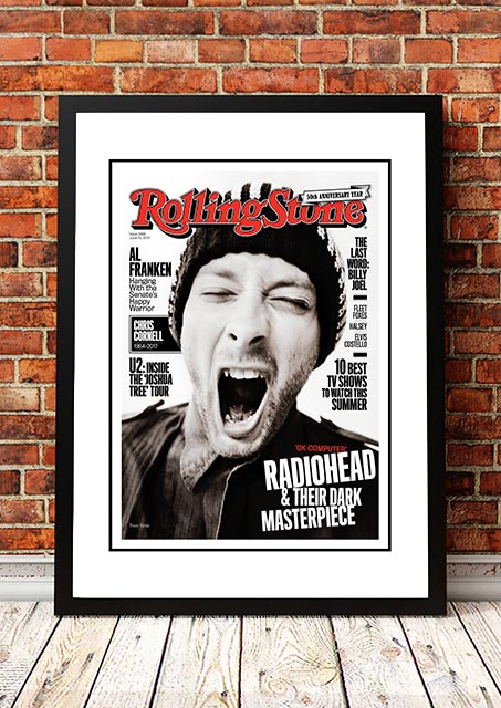Framed A3 wall print reproducing the 2017 Radiohead Rolling Stone magazine cover artwork