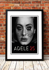 Adele 25 framed A3 promotional poster print with soft portrait artwork, ready to hang wall art