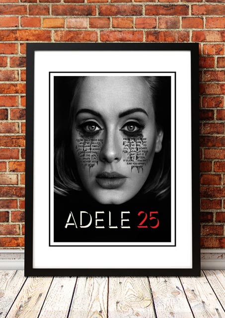 Adele 25 framed A3 promotional poster print with soft portrait artwork, ready to hang wall art