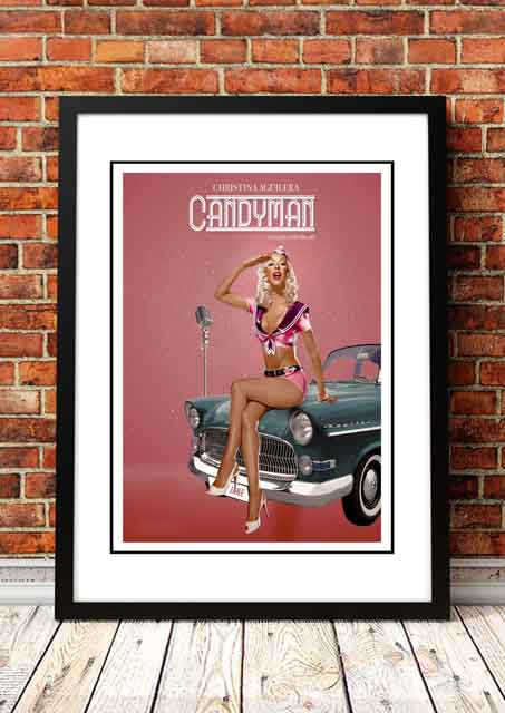 Framed A2 reproduction print of the Christina Aguilera Candyman 2006 promotional pin up artwork