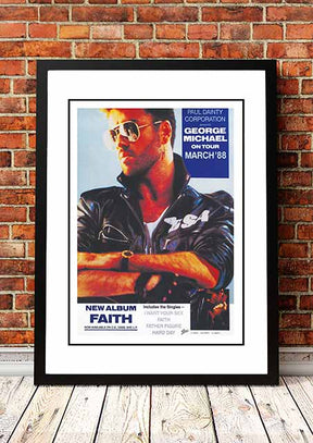Framed A3 restored reproduction of the George Michael 1988 Australian tour promotional poster