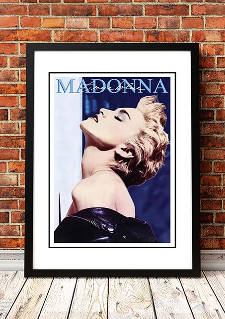Framed A2 restored print of the 1986 Madonna True Blue in store promotional artwork