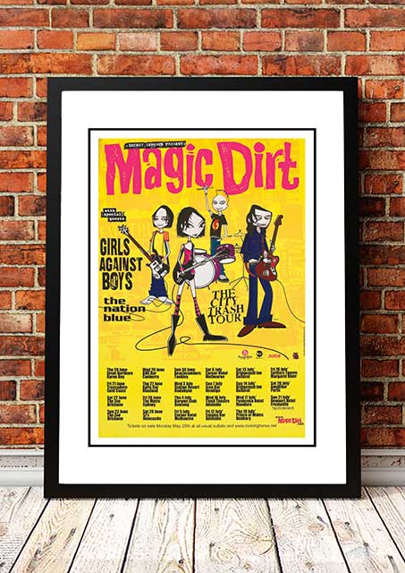Framed A3 restored print of the 2000 Magic Dirt City Crash Australian tour artwork