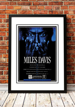 Framed A2 reproduction print of the Miles Davis 1988 Australian tour poster artwork