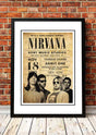 Framed A2 pop art print of Nirvana's 1993 MTV Unplugged performance, styled as music themed wall art