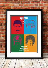 Framed A2 wall print reproducing the Queen Hot Space 1982 in store promotional poster artwork