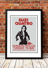 Framed A3 digitally restored print of the 1974 Suzi Quatro Hordern Pavilion Sydney concert poster