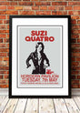 Framed A3 digitally restored print of the 1974 Suzi Quatro Hordern Pavilion Sydney concert poster