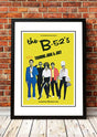 Framed A3 digitally restored print of The B 52s 1980 Australian tour poster artwork in bright new wave colour