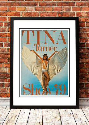 Framed A3 digitally restored print of the Tina Turner 1979 Wild Lady of Rock world tour concert poster artwork