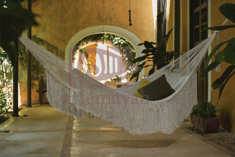 Ivory Cascade, hand woven rope Authentic Mexican Hammock