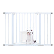 Baby safety gate with lockable pet door in white