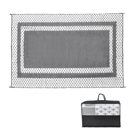 Weatherproof plastic weave outdoor rug in silver grey