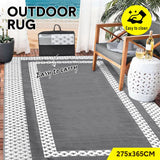 Weatherproof plastic weave outdoor rug in silver grey