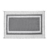 Weatherproof plastic weave outdoor rug in silver grey