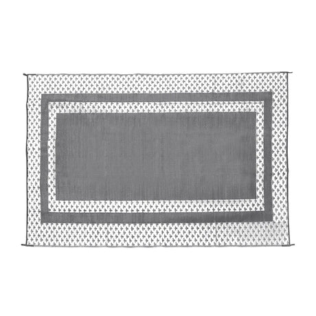Weatherproof plastic weave outdoor rug in silver grey