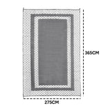 Weatherproof plastic weave outdoor rug in silver grey