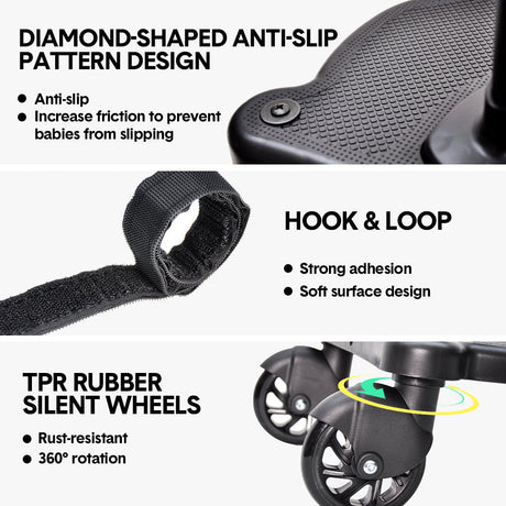 Universal Pram Board with Removable Seat Black