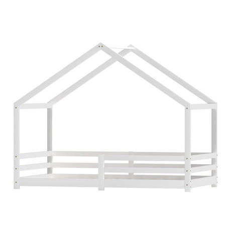 Artiss AMOS Kids House Single Bed Frame — White Solid Pine — Allure Home Collections